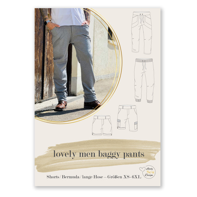 lovely men baggy pants XS - 6XL Papierschnittmuster