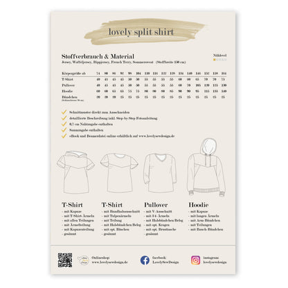 lovely split shirt 74-164 Papierschnittmuster