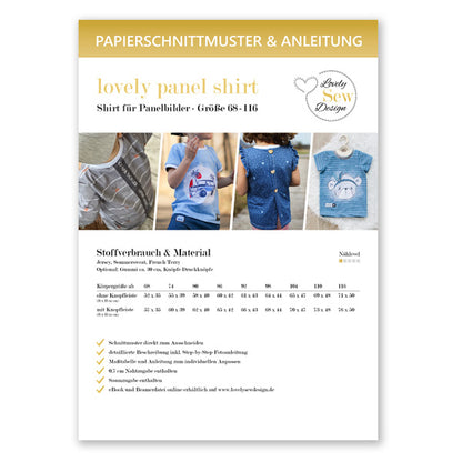 lovely panel shirt Papierschnittmuster 68-116