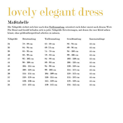 lovely elegant dress Papierschnittmuster 34-56