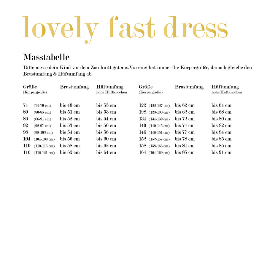 lovely fast dress 74-164 Kleid Festkleid