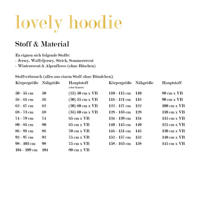 lovely hoodie Papierschnittmuster 50-158