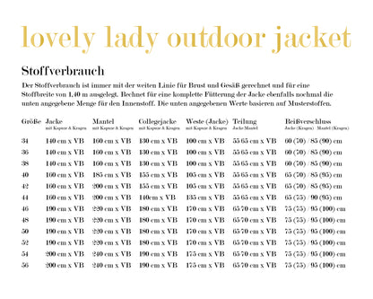 lovely lady outdoor jacket Papierschnittmuster 34-56