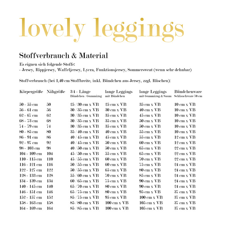 lovely leggings Papierschnittmuster 50-164