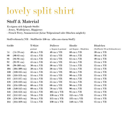lovely split shirt 74-164 Sweatshirt Pullover Hoodie T-Shirt